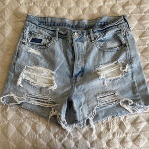 American Eagle Outfitters Ripped Light Blue Jean Shorts